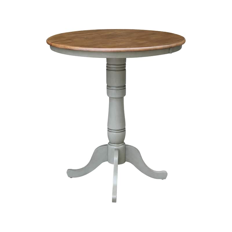 36" Round Top Pedestal Table - Hickory/Stone - N/A