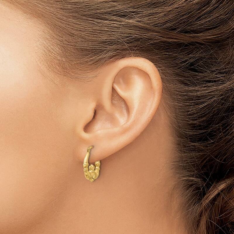 Curata 14k Irish Claddagh Celtic Trinity Knot Hoop Earrings - 15.45mm Wide