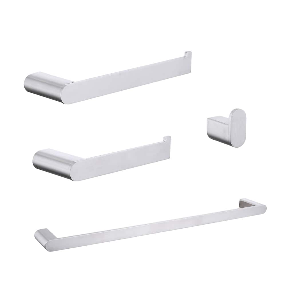 Topcraft Wall Mounted Stainless Steel Bathroom 4-Piece Hardware Accessory Set
