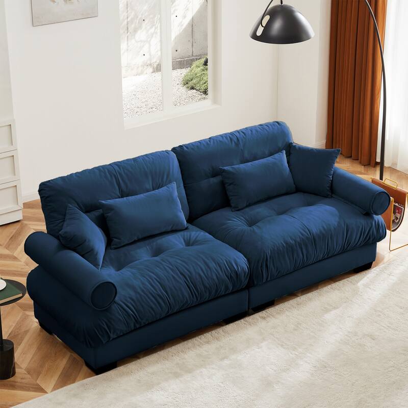 Modern Sectional Couch Comfortable Upholstered Sofa Set with Lumbar Pillow and Throw Pillow for Living Room