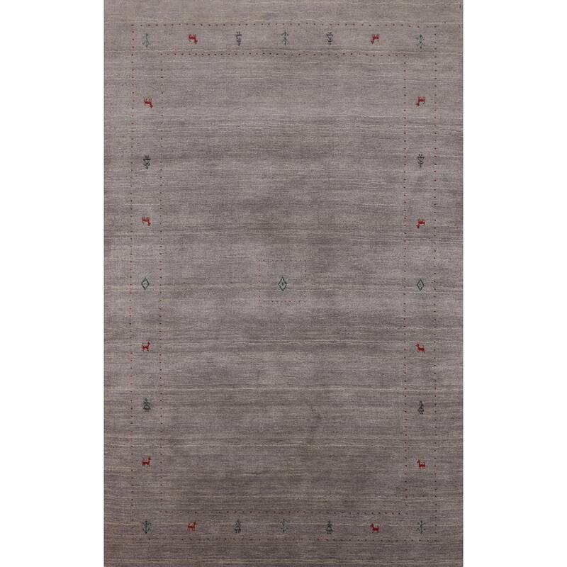 Little Animals Gabbeh Indian Area Rug Hand-Knotted Wool Carpet - 5'1"x 8'0"