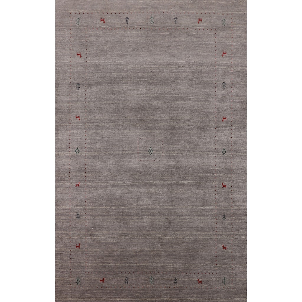 Little Animals Gabbeh Indian Area Rug Hand-Knotted Wool Carpet - 5'1"x 8'0"