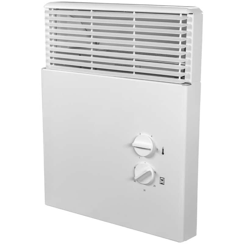 White Wall Heater with Thermostat and Timer in Stainless Steel Bed
