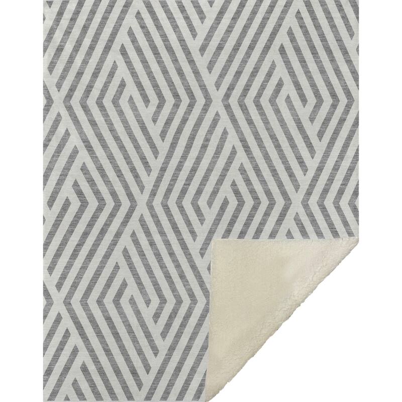 Premium Machine Washable Contemporary Geo Sherpa Throw Blanket