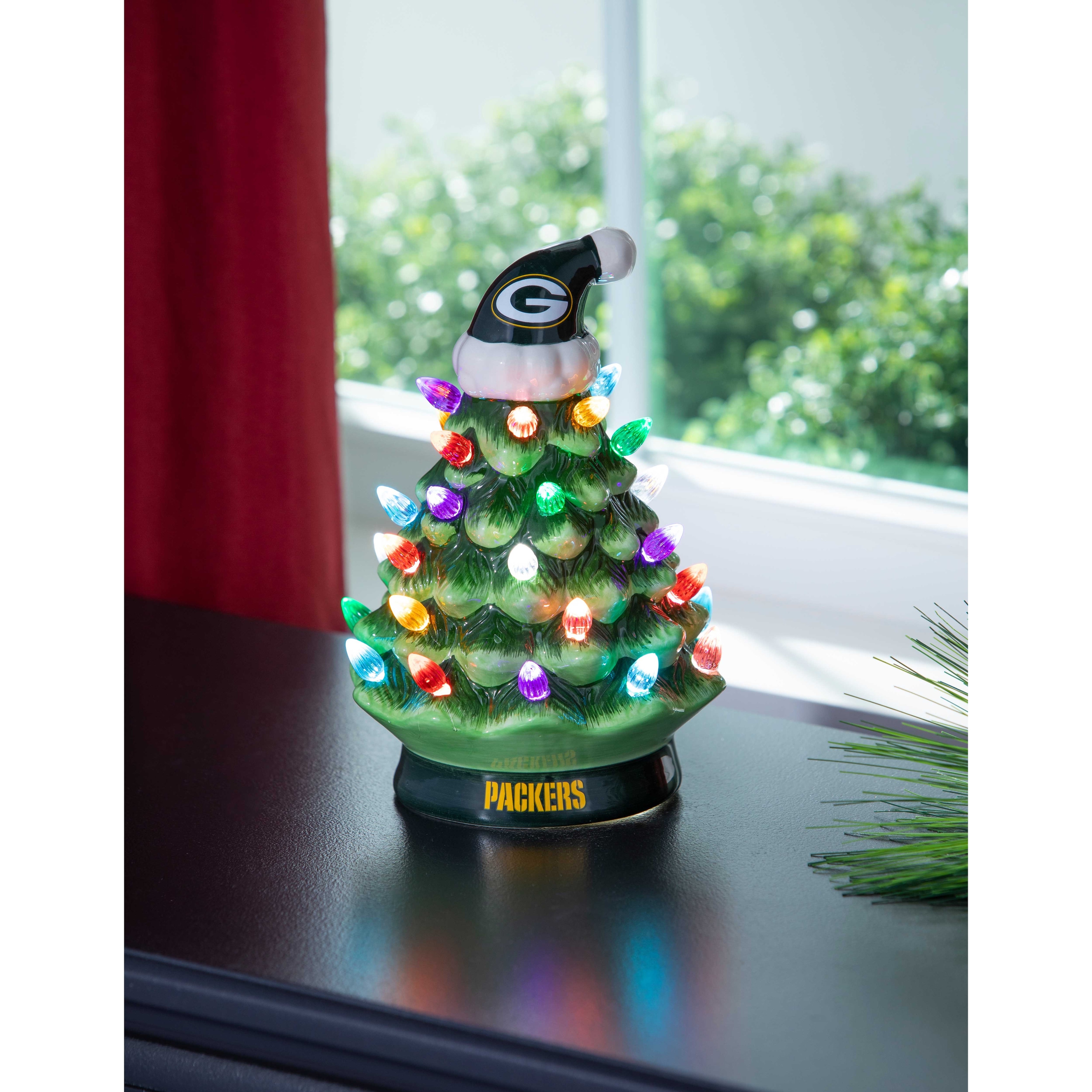 8" LED Ceramic Tabletop Christmas Tree, Green Bay Packers