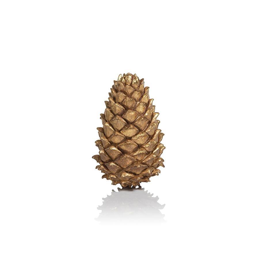 8.5" Tall Golden Decorative Pinecone Figurines, Set of 2