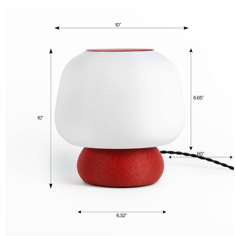 Mushroom 10" Dimmable LED Table Lamp, 3D Printed PLA, By JONATHAN Y