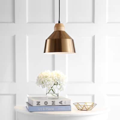 SAFAVIEH Lighting Dajana Adjustable 1-light LED Gold Pendant - 10.25"x10.25"x11.3-83.3"