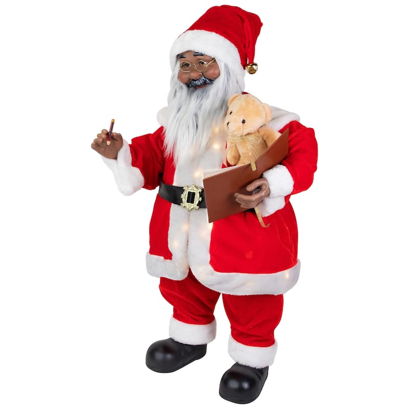 Lighted and Animated Musical African American Santa Christmas Decoration - 32"