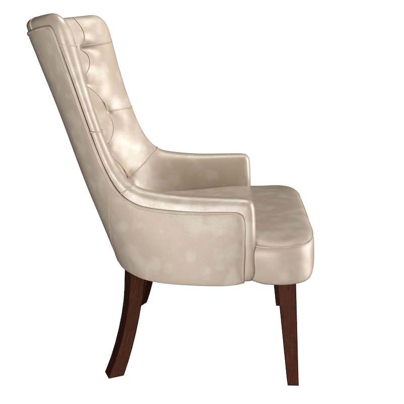 Dining Chair in Leather/Velvet Diamond-Tufted with Rubberwood Legs Set of 2