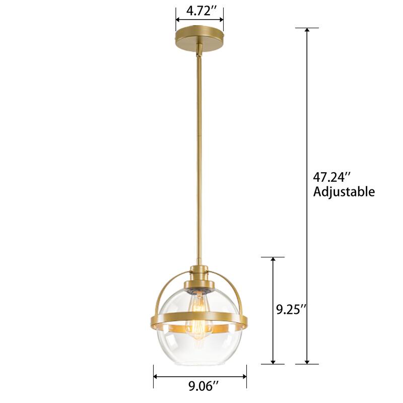 Starsky 1-Light 9in. Modern Globe Chandelier Single Glass Pendant Light(Set of 2)