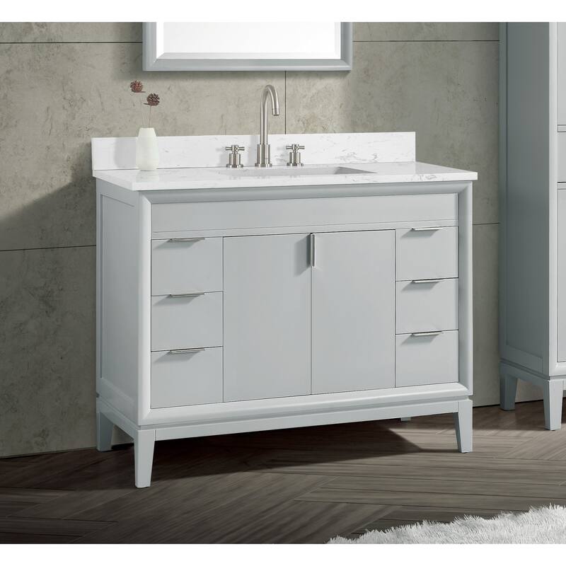 Avanity Cala White Engineered Stone Vanity Top with Rectangular Undermount Sinks