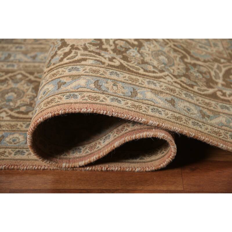 Hand Knotted Oriental 100% Wool Carpet Traditional Floral Peach Mashad Area Rug - 12' 3'' X 9' 7''