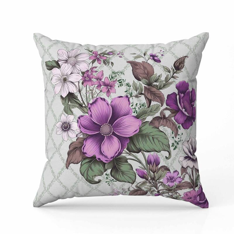 Wildflower Artistry Faux Suede Reversible Throw Pillow Purple and Green