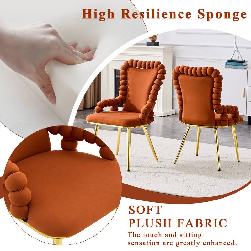 Dining Chairs Set of 2, Upholstered Dining Room Chairs with Metal Legs, Velvet Kitchen Chairs, Accent Chairs for Living Room