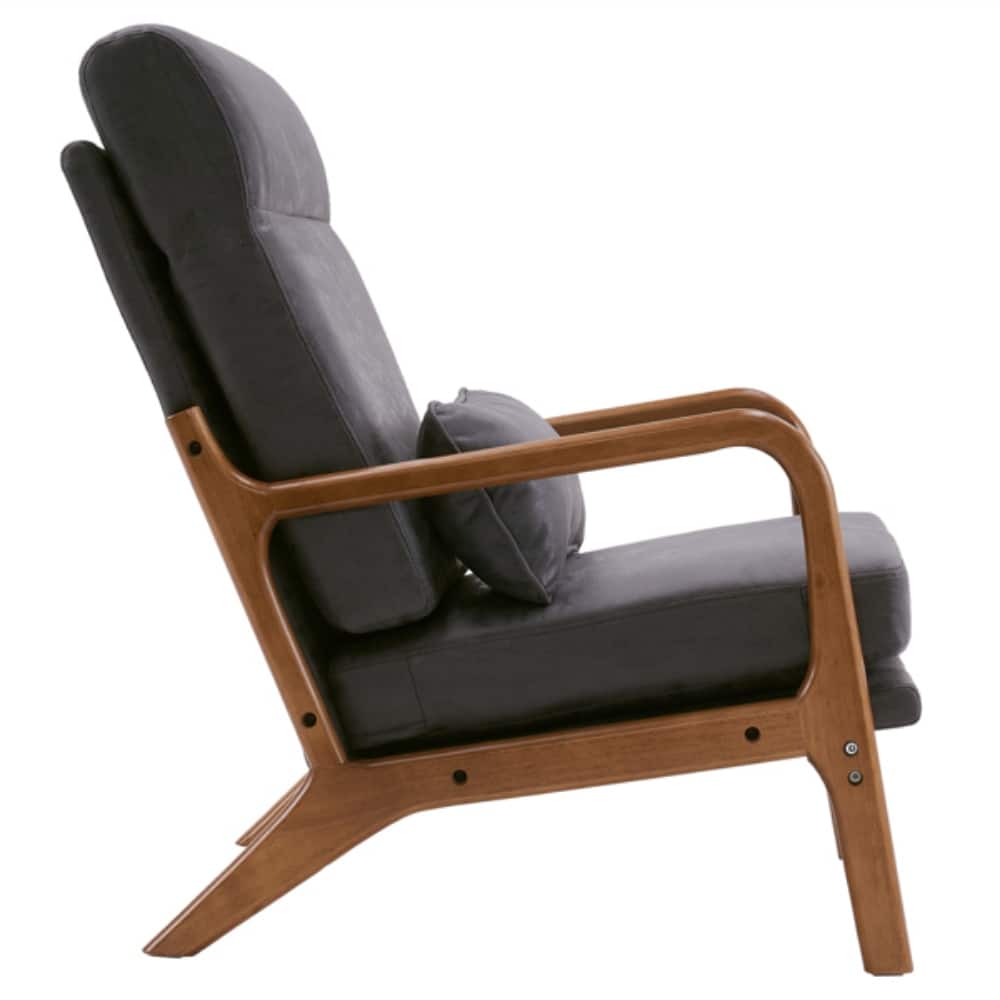 High Back Solid Wood Armrest Backrest Iron Frame Bronzing Cloth Indoor Leisure Chair Dark Grey - 27.56" x 19.69" x 19.69"