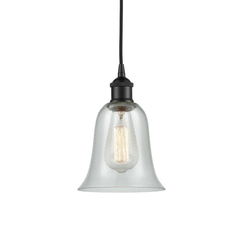 Innovations Lighting 616-1P-12-6 Hanover Pendant Hanover 6" Wide Mini - Matte Black / Fishnet