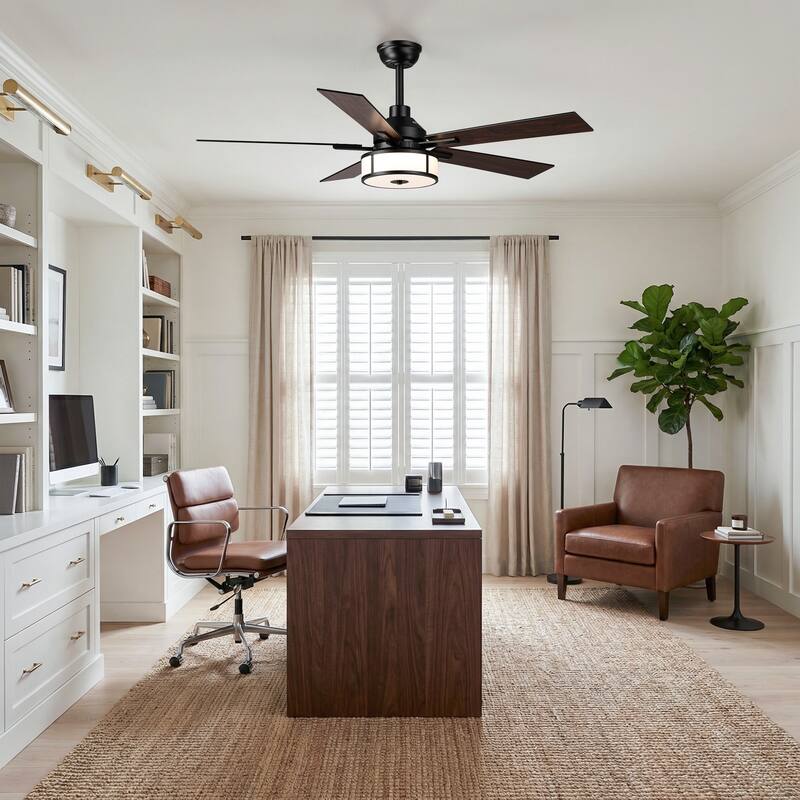 52" Modern Black Reversible Dimmable 3CCT Integrated LED Ceiling Fan with Light and Remote - 52" W x 52" D x 17.72" H