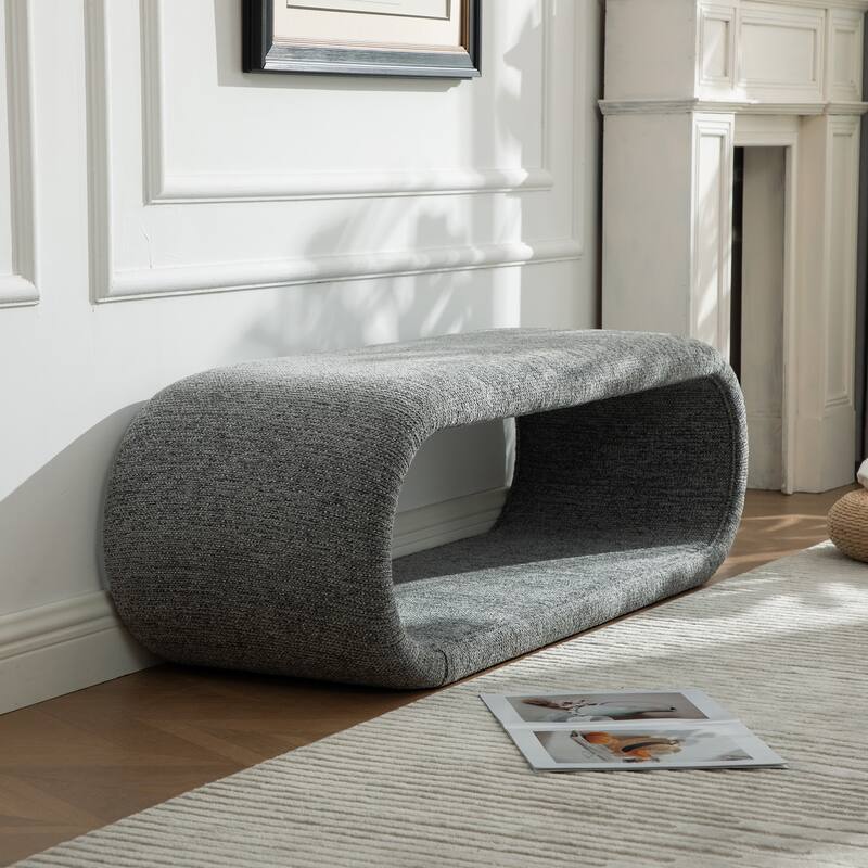 52.17"W Chenille Upholstered Bench for Bedroom End of Bed,Modern Shoe Bench for Entryway,Equipped With An Iron Frame