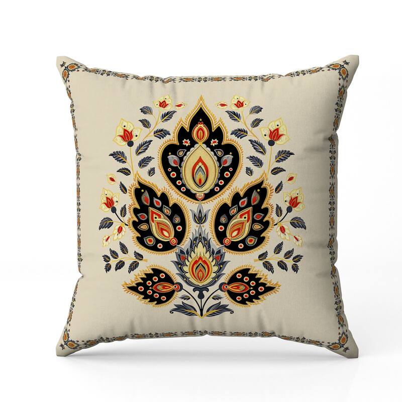 Vintage Verve Faux Suede Reversible Throw Pillow Orange and Black