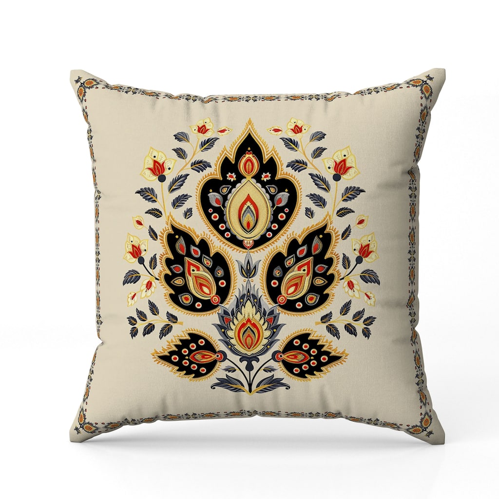 Vintage Verve Faux Suede Reversible Throw Pillow Orange and Black