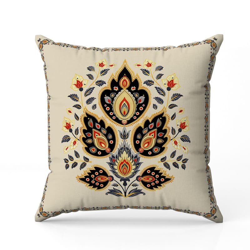 Vintage Verve Indoor/Outdoor Reversible Throw Pillow Orange and Black