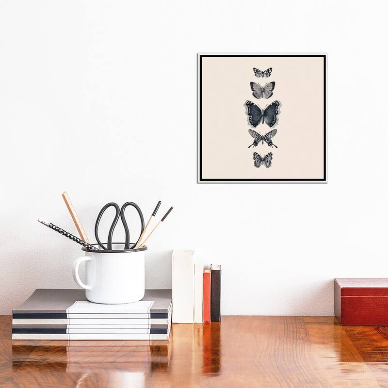 iCanvas "Inked Butterflies Beige Square" by Monika Strigel Framed Canvas Print