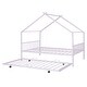 preview thumbnail 74 of 82, Twin/Full Size Metal House Bed with Twin Size Trundle, Playhouse Bed Montessori Bed House Platform Bed with Roof Frame for Kids