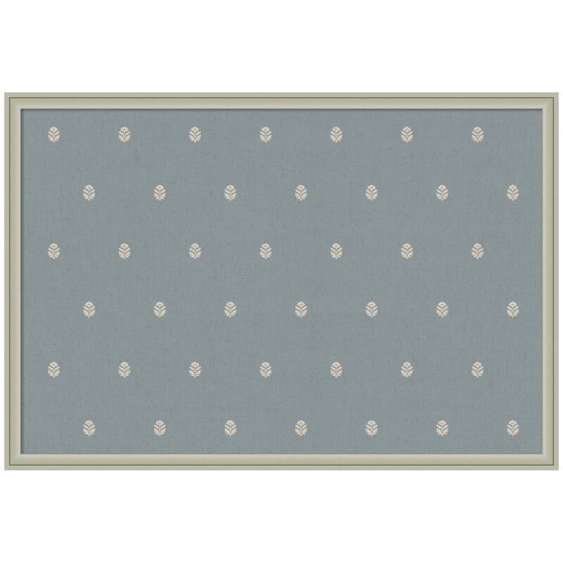 Kate and Laurel Pinboard Blue Botanical Block Print - 38x26 - Florence Silver