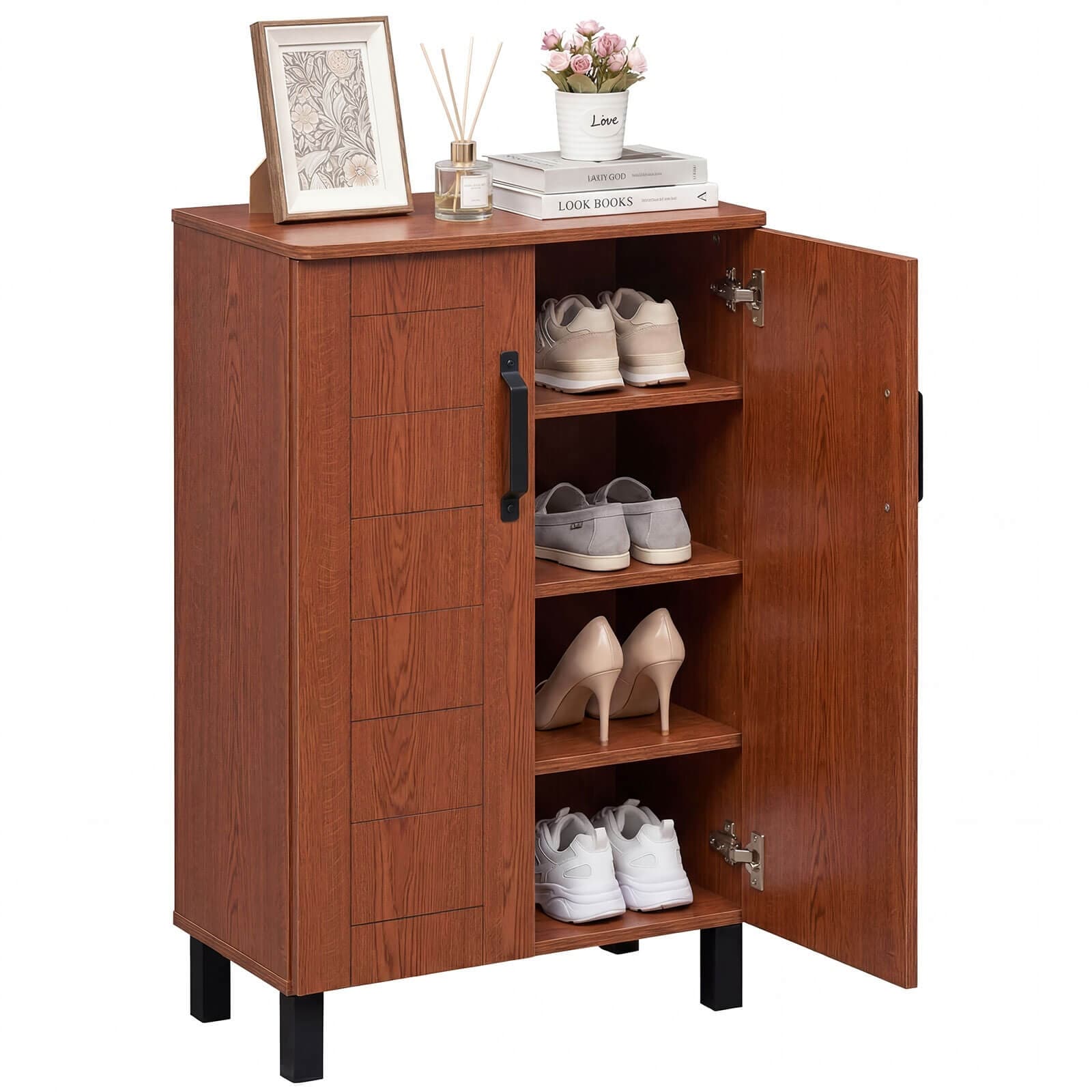 Costway 5-Tier Shoe Storage Cabinet with 2 Doors, Removable Shelves & - See Details