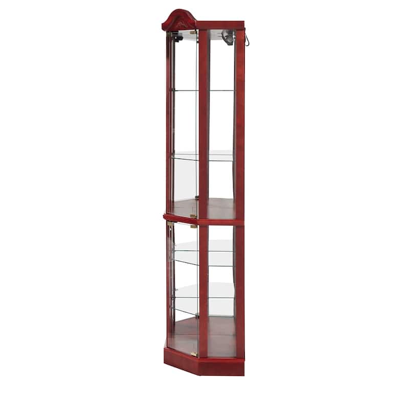 Lighted Corner Display Cabinet with Adjustable Glass Shelves