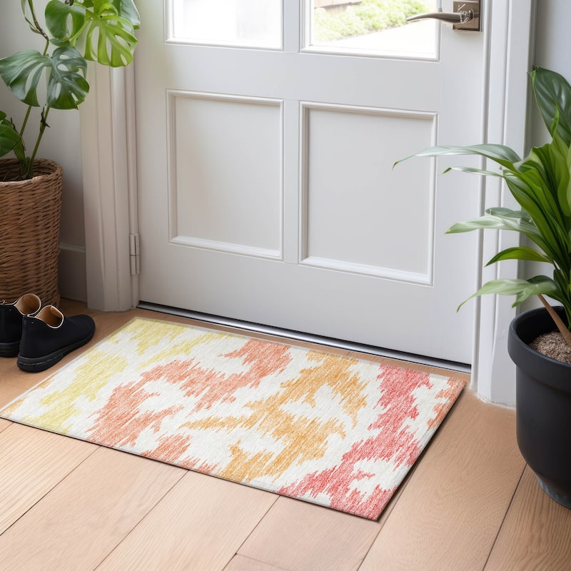 Premium Washable Super Soft Modern Chic Mayfield Rug - Coral - 1' 8" x 2' 6" - Rectangle