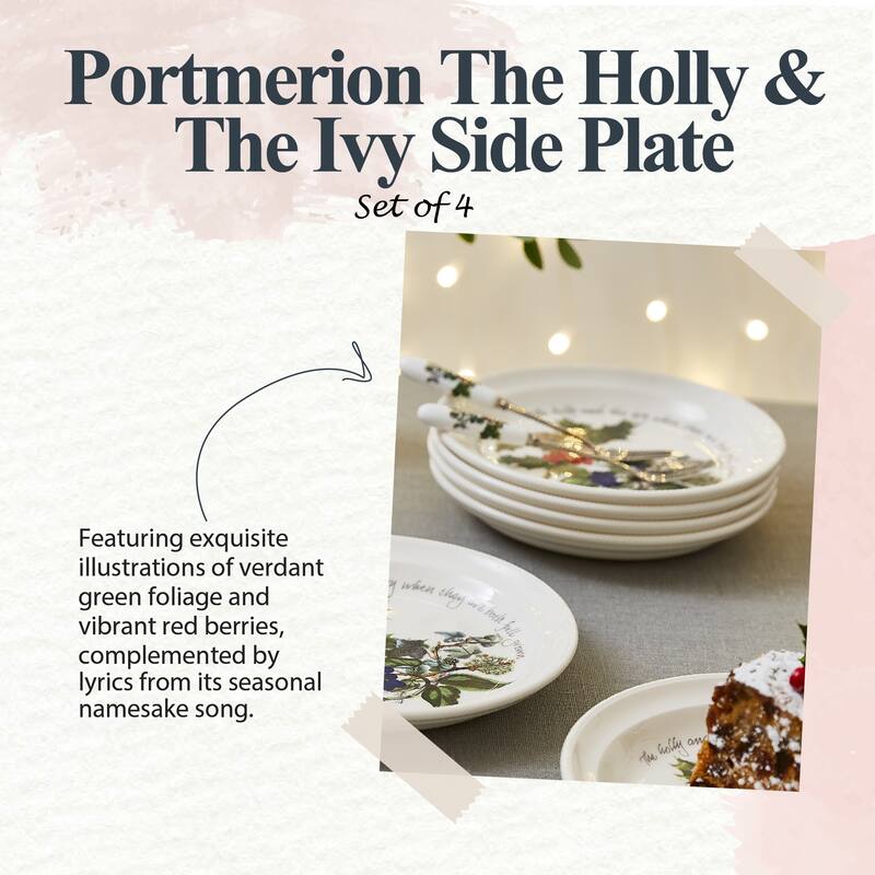Portmeirion Christmas The Holly and Ivy Set of 4 Plates