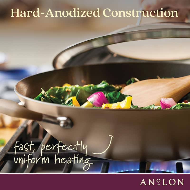 Advanced Home Nonstick Open Stock Cookware 14-Inch Covered Wok, Onyx