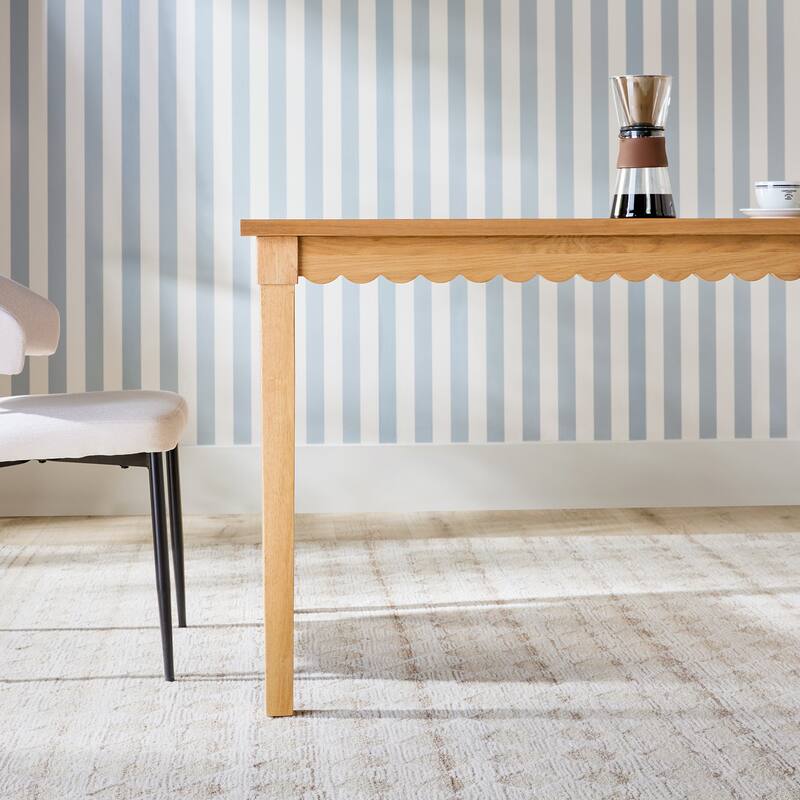 Modern Scalloped Solid Oak Wood Dining Table For 6