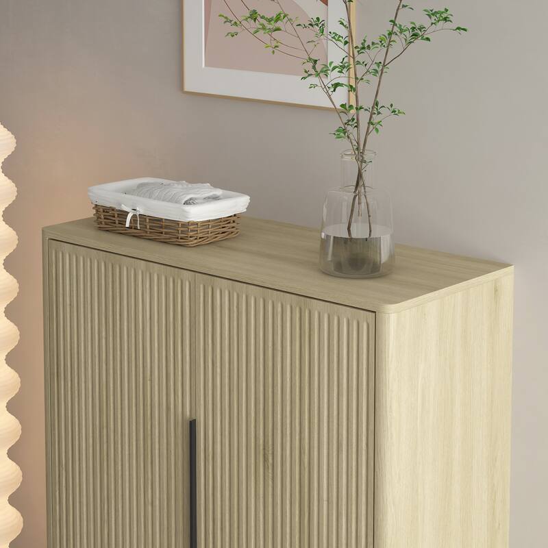 Roomfitters Shoe Storage Cabinet, Modern Entryway Organizer with Adjustable Shelves, Space Saving Furniture