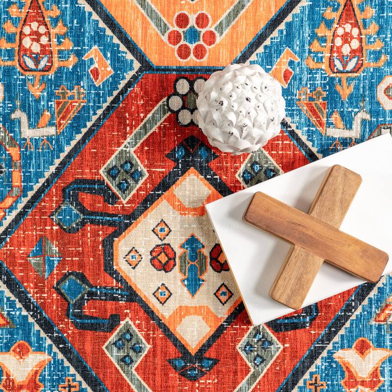 Nuloom Idell SpinClean Persian Medallion Machine Washable Area Rug