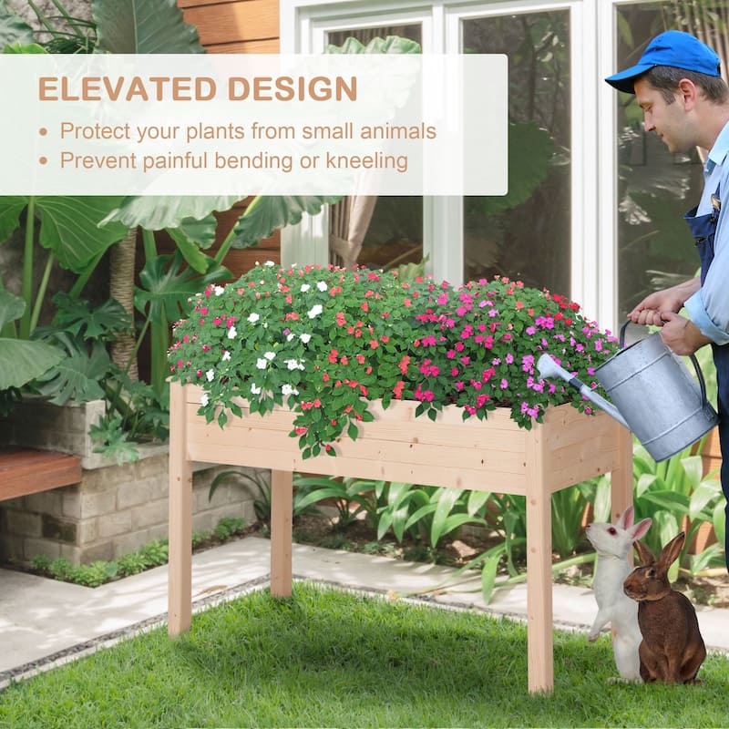 Elevated Raised Garden Planter Box with Self-Draining, Fabric Filter