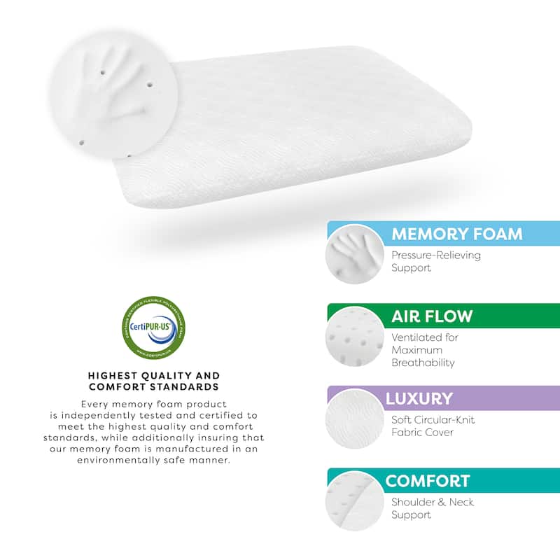 Bodipedic Classics Conventional Memory Foam Bed Pillow - White