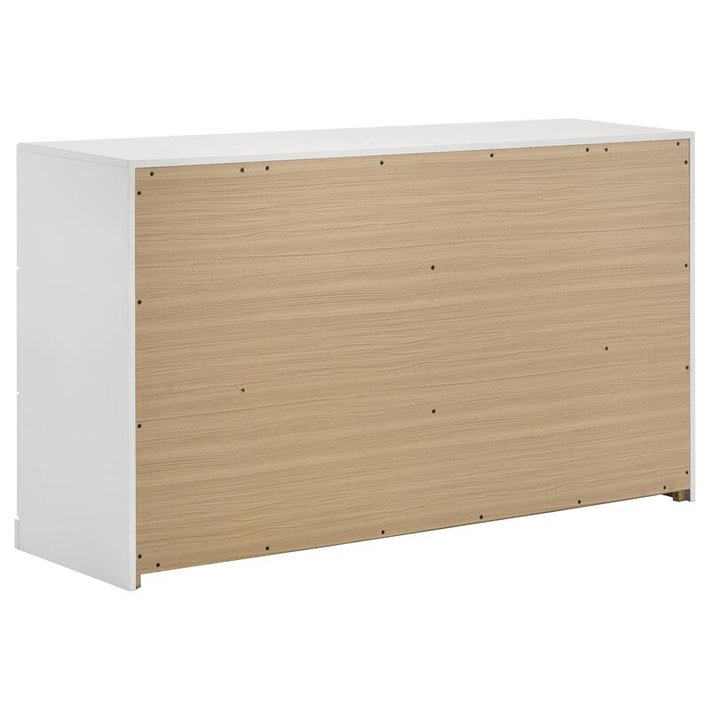 Ines 6-drawer Bedroom Dresser with Mirror White High Gloss