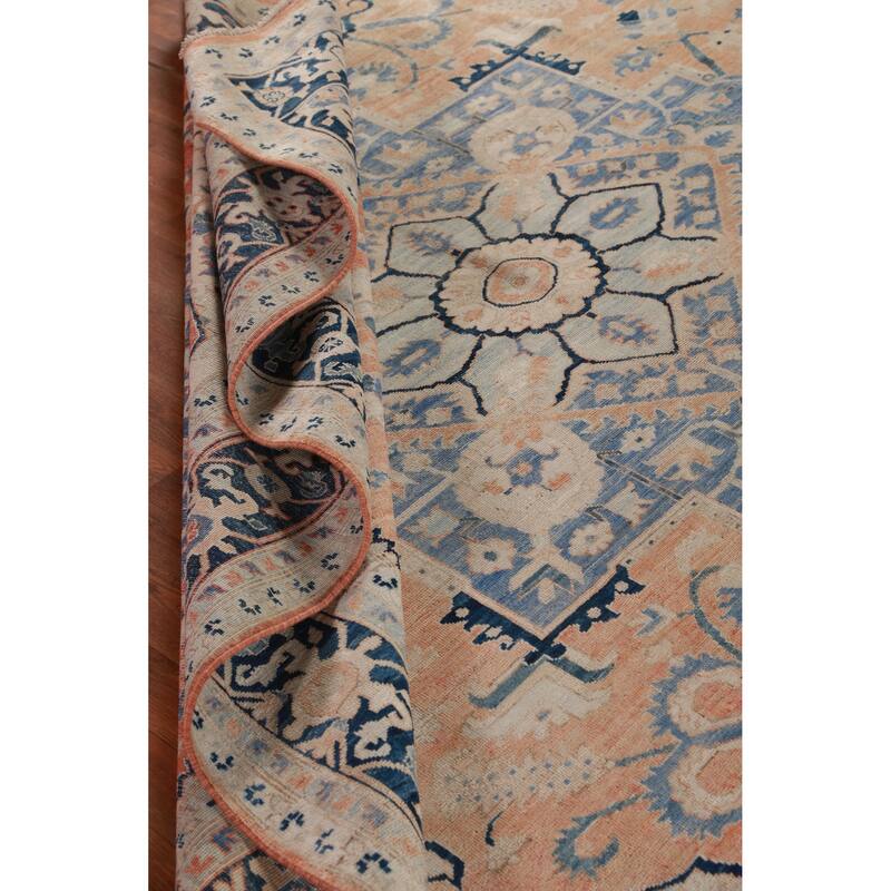 Orange Vegetable Dye Heriz Serapi Rug Hand-Knotted Wool Carpet - 8'11"x 11'11"
