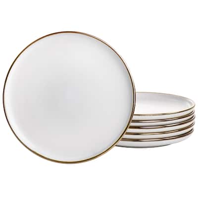 Cotton with Gold Stoneware Salad Plate 6 Piece Set