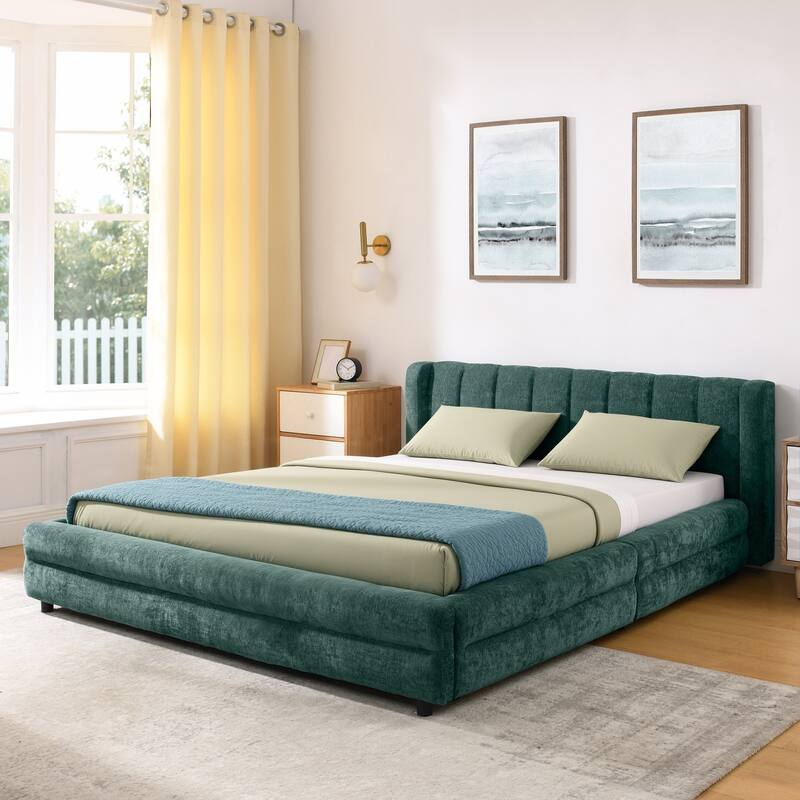 Queen Upholstered Bed Frame with Headboard & Storage Drawers