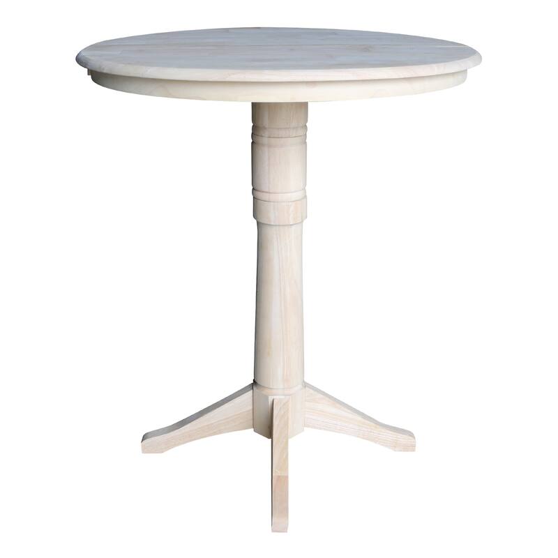 36" Round Pedestal Table With 12" Leaf - Unfinished