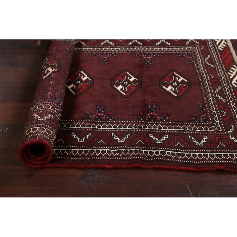 Traditional Geometric Persian Balouch Area Rug Wool Hand-knotted - 2'9" x 3'10"
