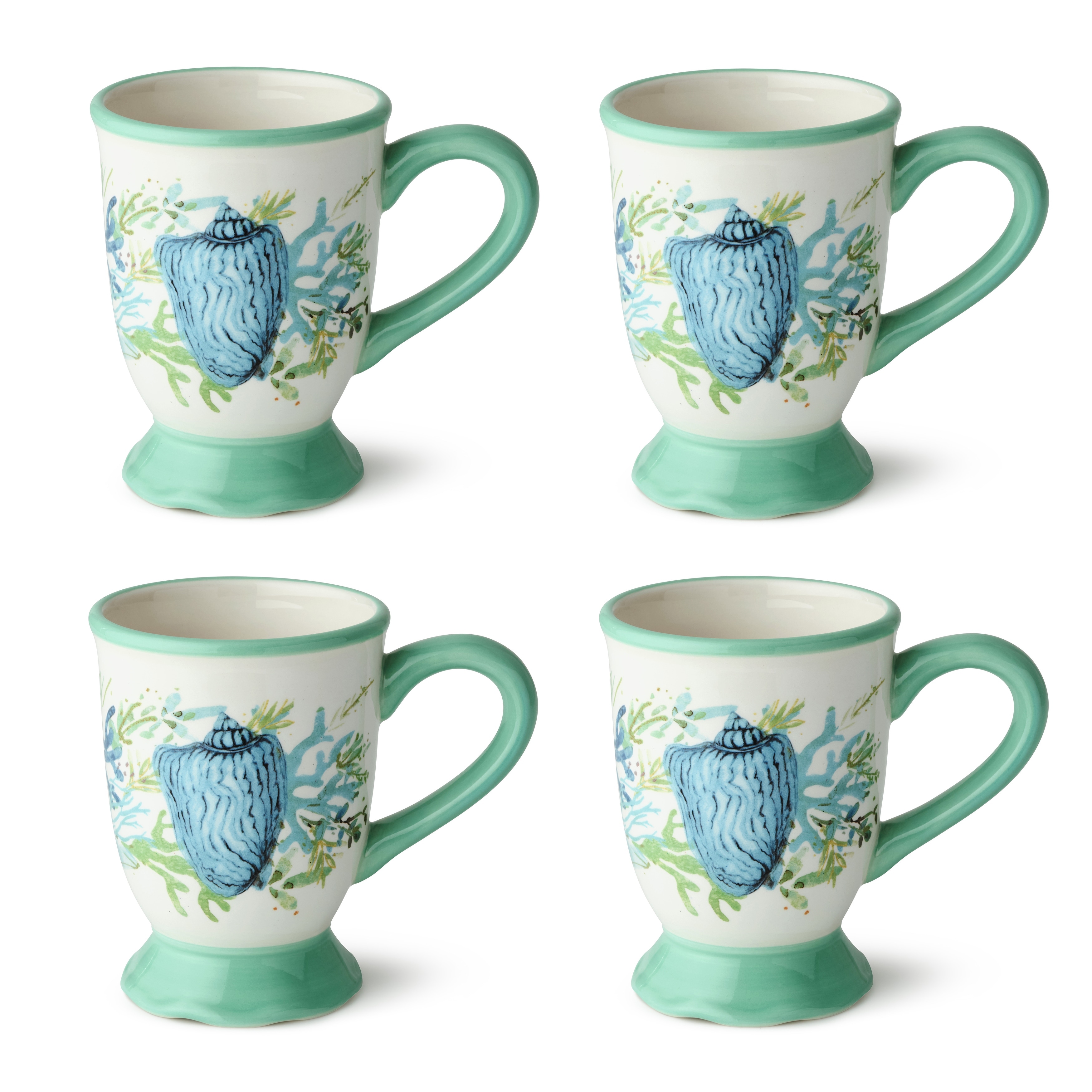 Certified International Sea Glass 14 oz. Mugs, Set of 4 Assorted Designs