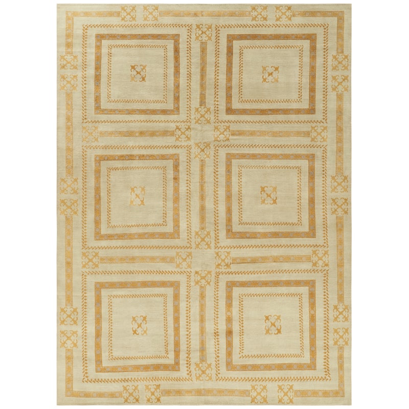 SAFAVIEH Couture Hand-knotted Slavena Wool/ Silk Rug - 8' x 10' - Gold/Creme