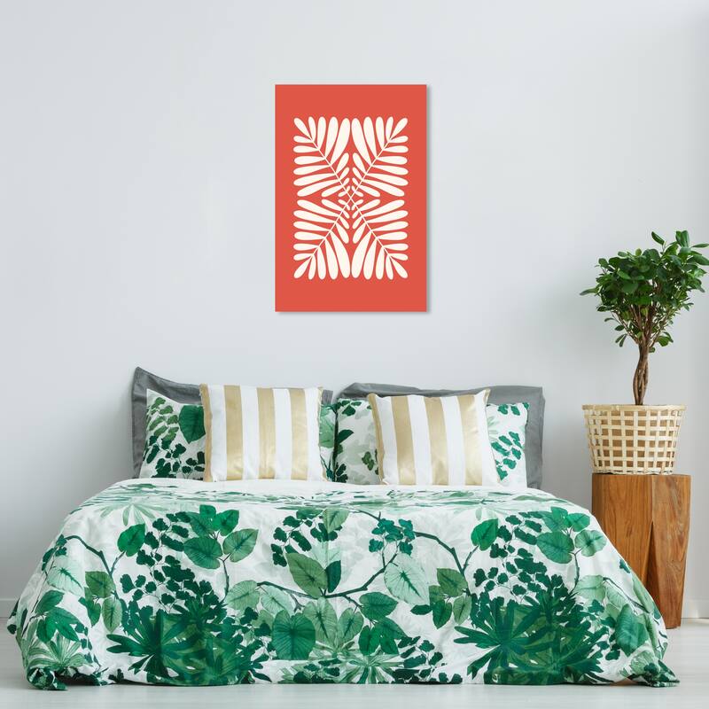 Wynwood Studio Canvas Abstract Botanic Stamping Orange and Dark Orange Modern & Contemporary Wall Art Canvas Print - 24 x 36
