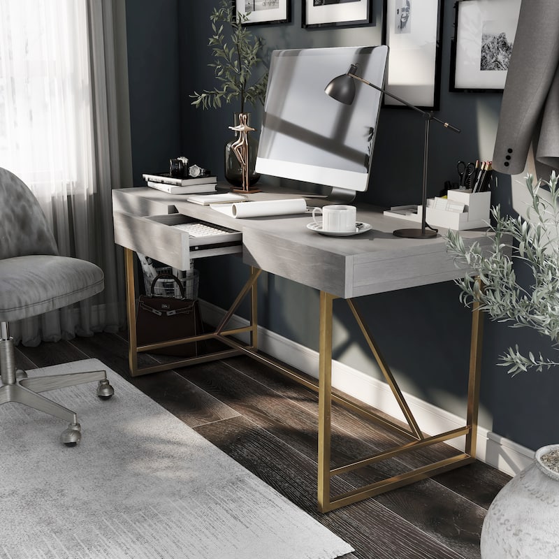 Vaiz Modern 60-inch Metal 3-Drawer Computer Desk with Drawers by Furniture of America