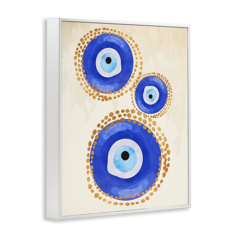 Stupell Round Blue Evil Eye Pattern Lustrous Dotted Detail Framed Wall Art, Design by Two Smart Blondes